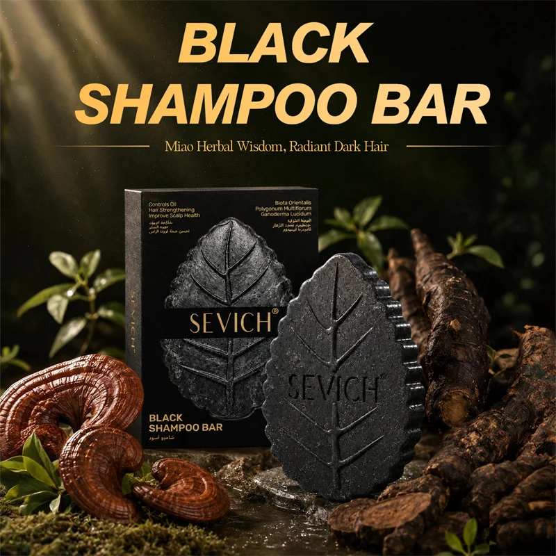 Handmade Black Soap 120g Natural Herbal Solid Hair Soap Anti Hair Loss Oil Control Strengthen Hair Roots Scalp Care Sulfate Free