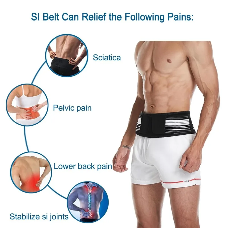 Sport Waist Support Belt Adjustable Sacroiliac SI Joint Hip Belt Pelvic and Lower Back Support Brace Pelvic Support Belt