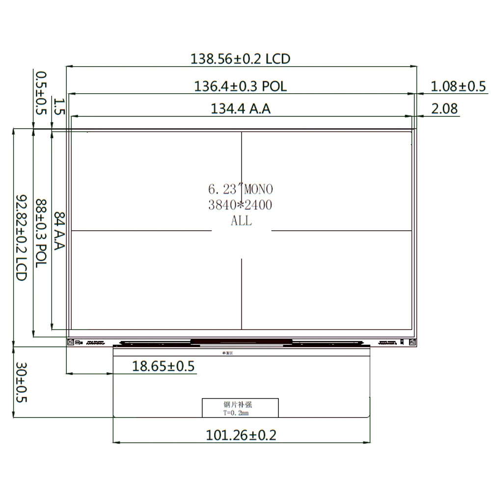 Imagem -05 - Acessórios da Impressora 3d Luz Cura Resina Tela Original 6.23 Polegada 4k Lcd Mono Tela Lcd Pj3d623vl para Sistema Nanodlp Faça Você Mesmo S623