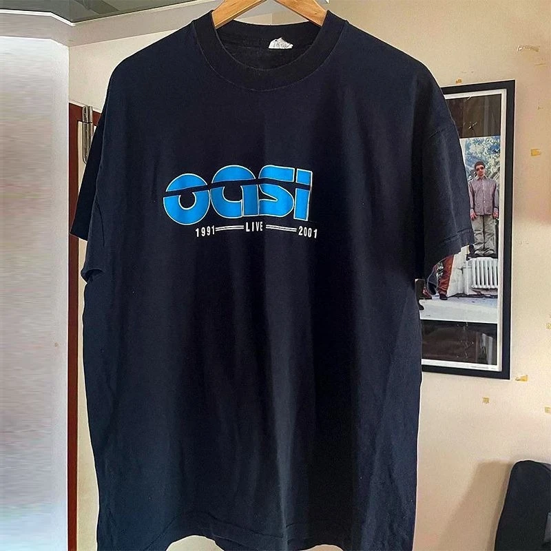 

Oasis Rock Band T-shirt À Manches Courtes Imprimé Alphabet En Coton Rétro Américain