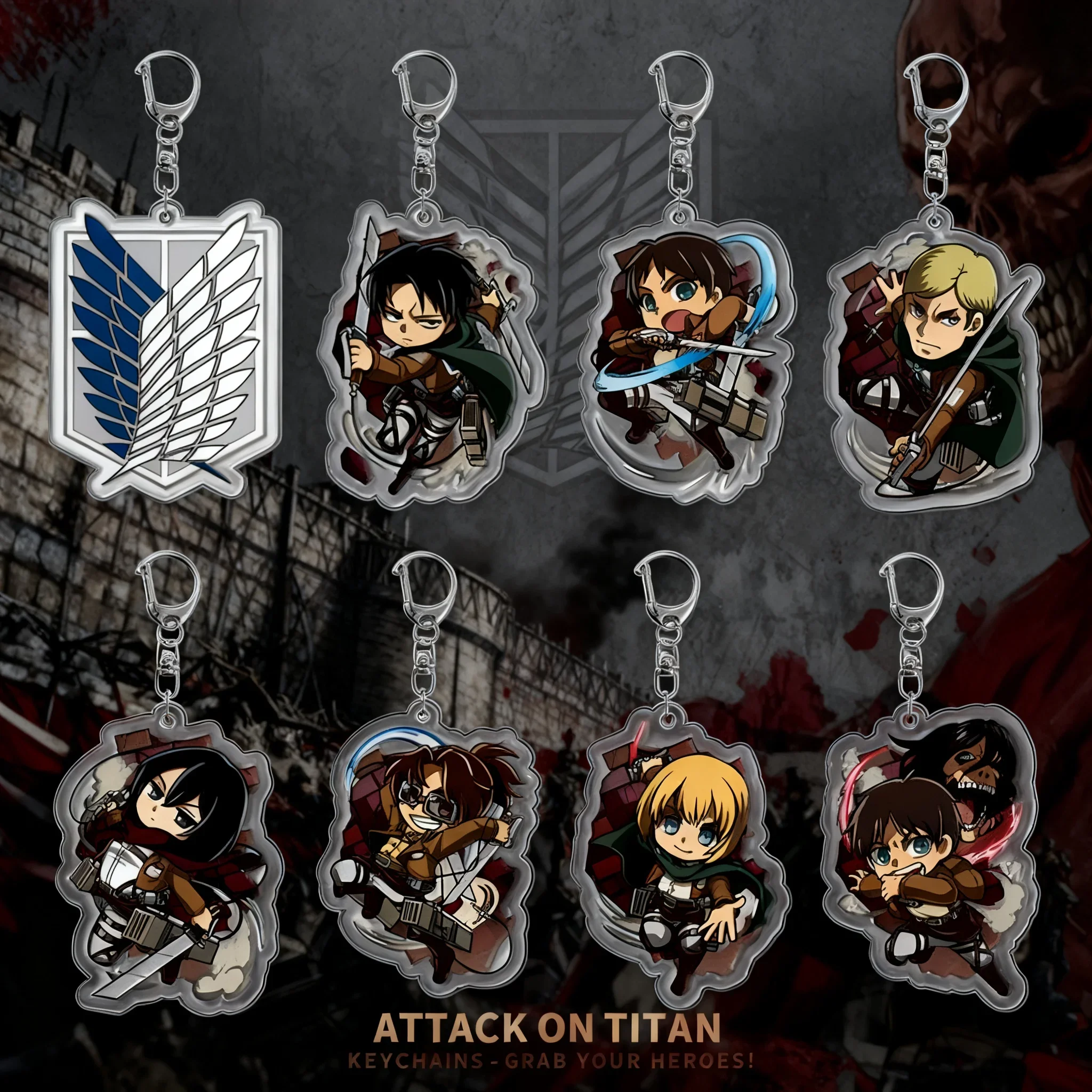 Porte-clés en acrylique Attack on Titan Wings of Freedom, livraison directe, pendentif, porte-clés, cadeau, cosplay
