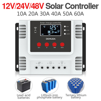 Solar Charge Controller 10A/20A/30A/40A/50A App Real-time Data Monitoring LED Display Intelligent 12V/24V/48V Solar Controller