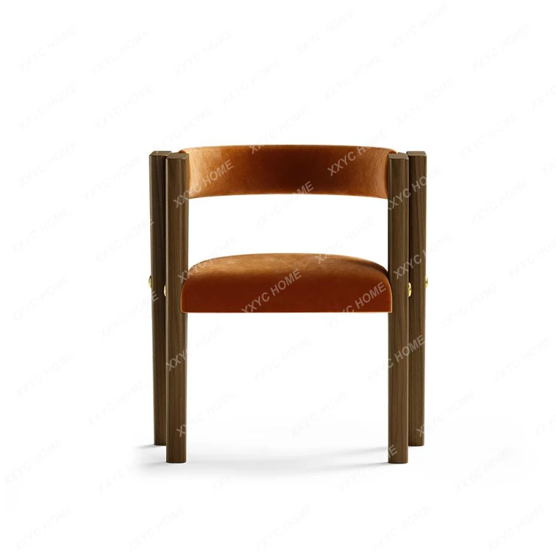 Kreatives Design, Walnussfarbe, gebogene Rückenlehne, große Schere, Freizeit, Esszimmerstuhl, Zuhause, Modellzimmer