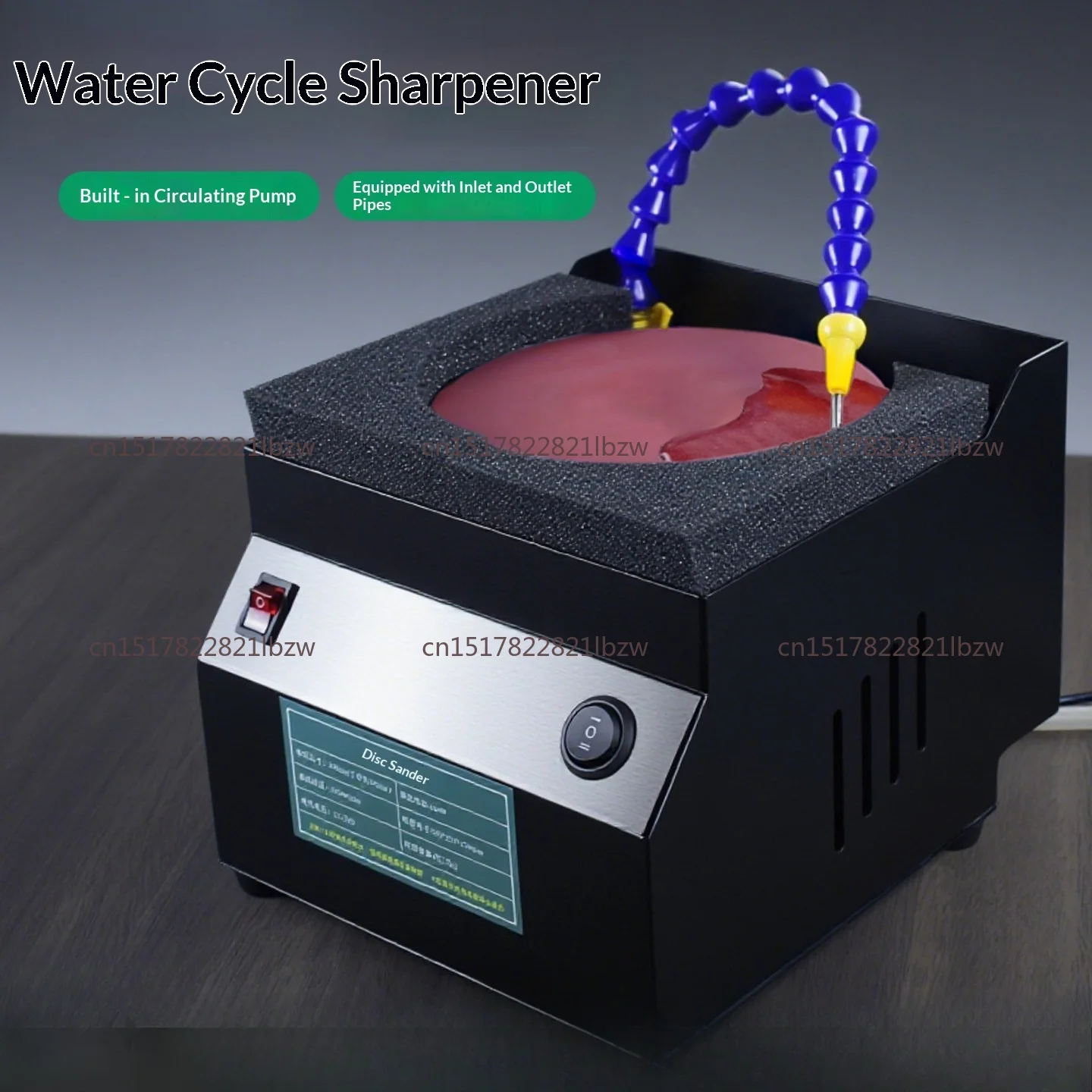 Water-Cooled Electric Knife Sharpener - 150mm Wet/Dry Grinding Wheel with One-Touch Water Circulation System & Adjustable Speed