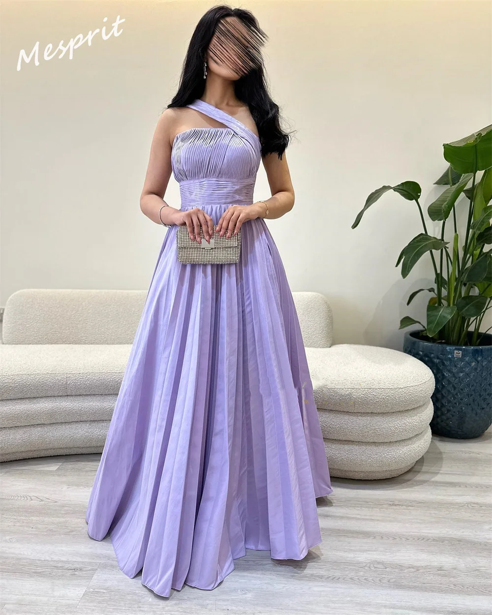 Prom Dress Exquisite One-shoulder A-line Floor Length Evening Gown Draped Shirred Satin Customized 