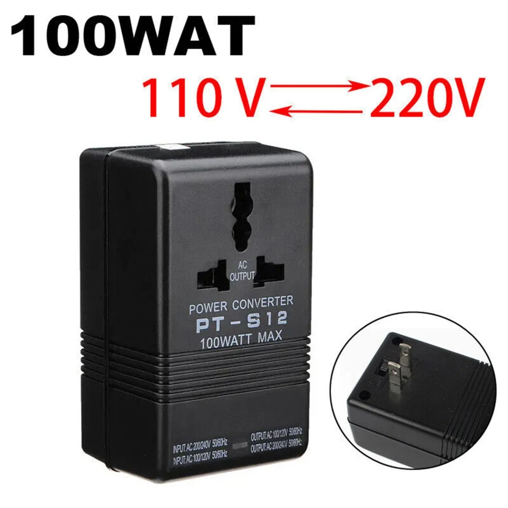 

100w Voltage Transformer 110/120v To 220/240v Converter Good Quality PC Material Maximum Output: 100W Power Converter