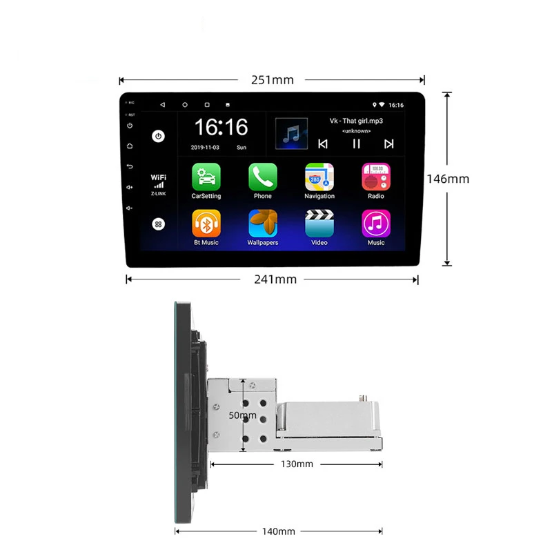 Universal DSP 9/10.1นิ้ว1 Din Android เครื่องเล่น Stereor วิทยุนำทาง GPS รถวิดีโอ Carplay