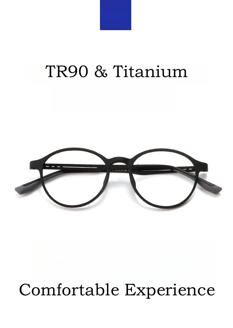 YIMARUILI Ultraleichte, bequeme, flexible TR90-Brille, Retro, rund, Titan, optische Brillengestelle für Herren und Damen – Detail 1