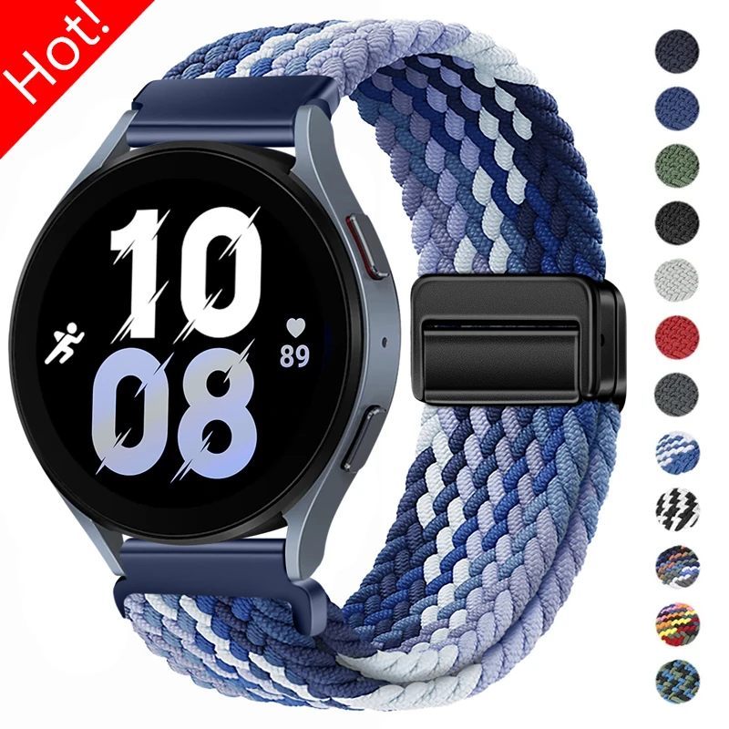 Banda de Loop de Nylon para Samsung Galaxy Watch, Fivela Magnética, Correia Solo Trançada, Huawei GT3, Relógio GT3Pro, 6, 5, 4, 40mm, 44mm, 20mm, 22mm