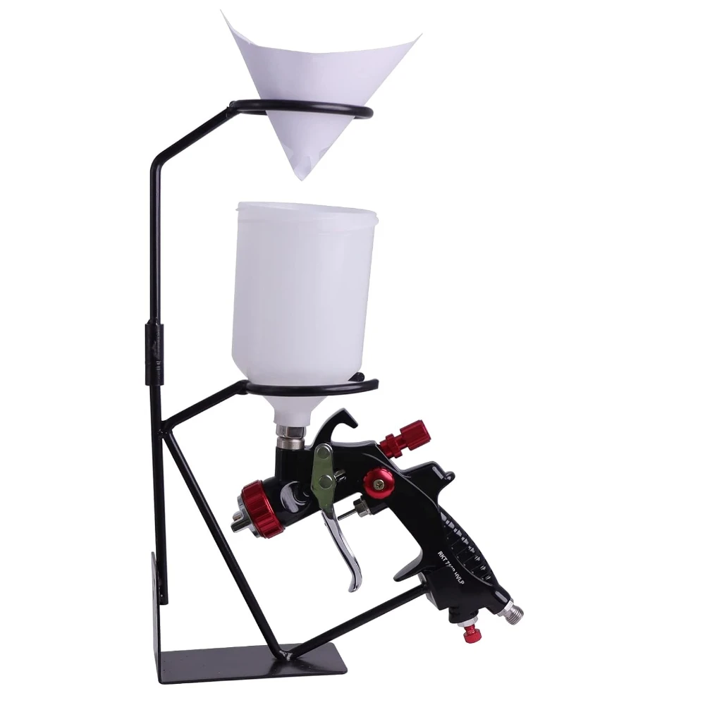 Gravity Feed Paint Spray Gun Holder Stand with Strainer Holder Wall or Bench Mount