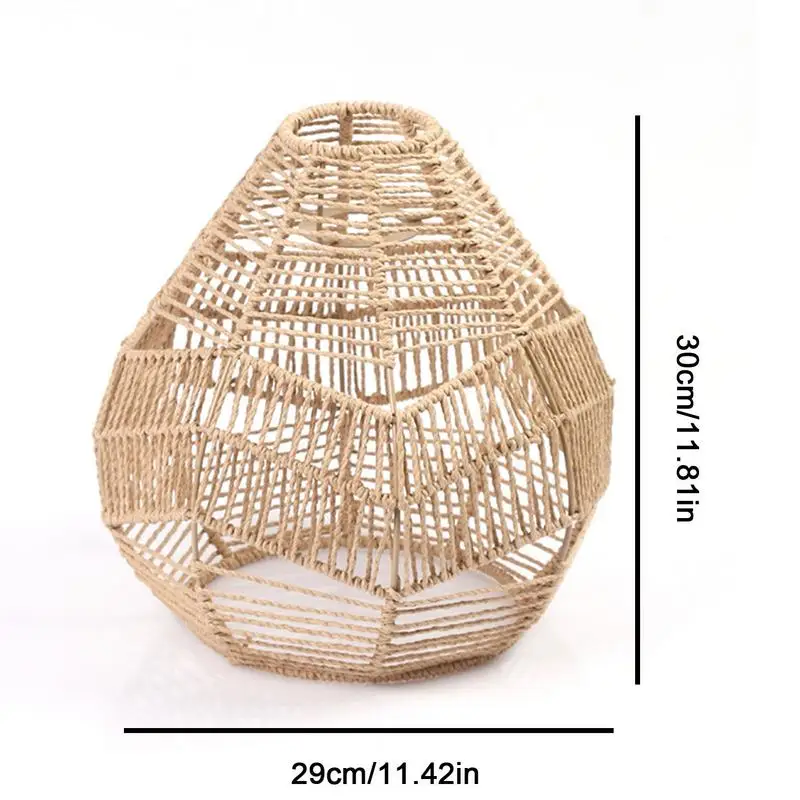 Imagem -02 - Handmade Woven Rattan Lâmpada Capa Simulado Abajures Papel Corda Lustre Home Decor Restaurante Pingente Simulado