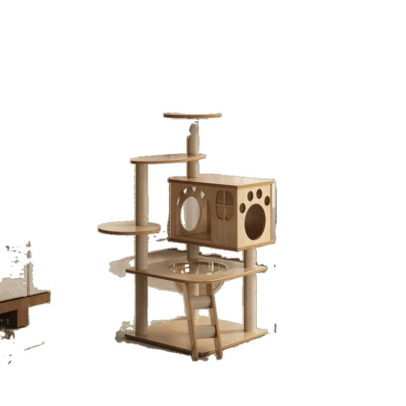 

Cat climbing frame nest tree integrated space capsule jumping platform solid wood large sisal