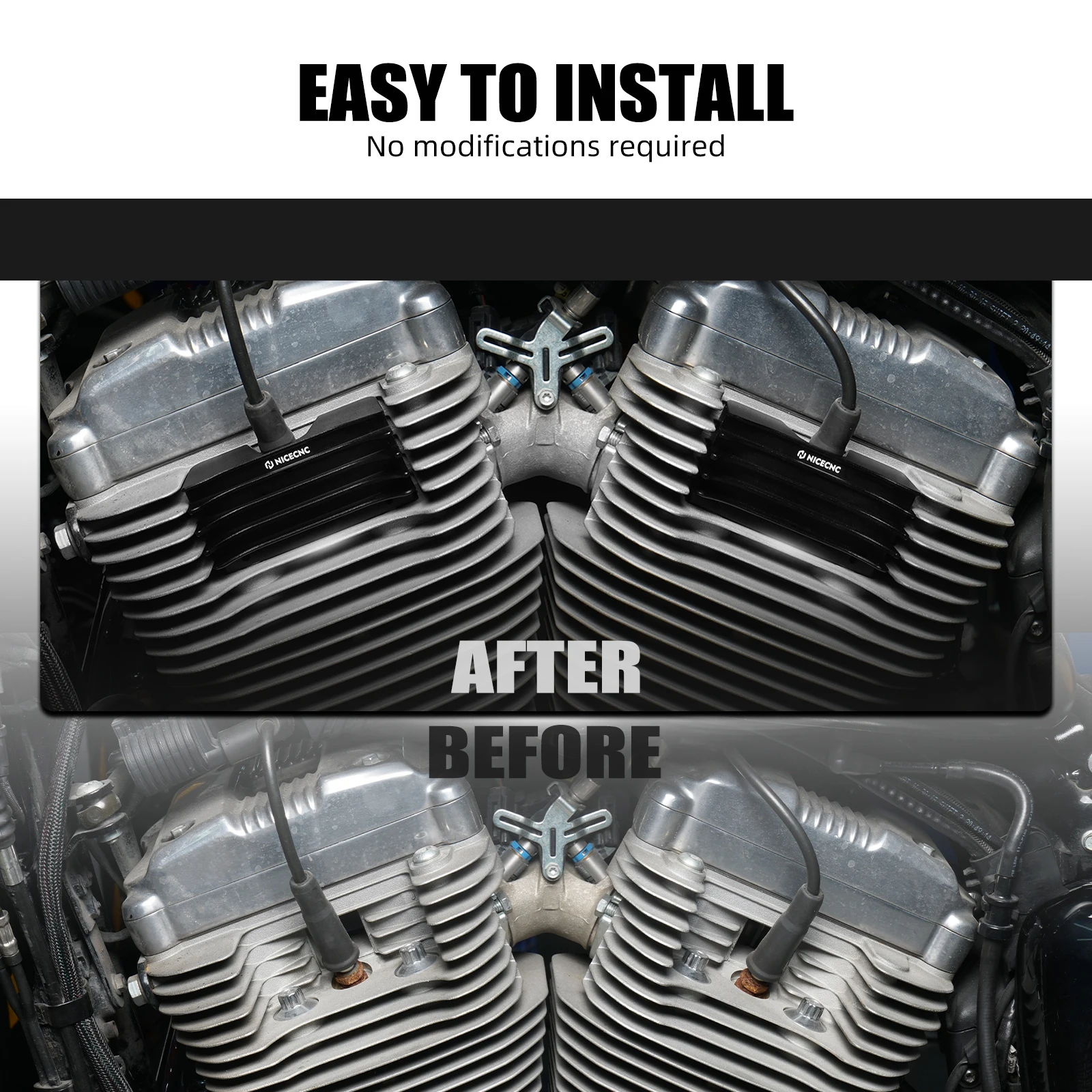 Couvercle de bougie d'allumage à ailettes pour moto, pour Harley Iron 883 XL883N 2009-2022 quarante huit XL1200X 2010-2022 soixante-douze XL1200V 12-17