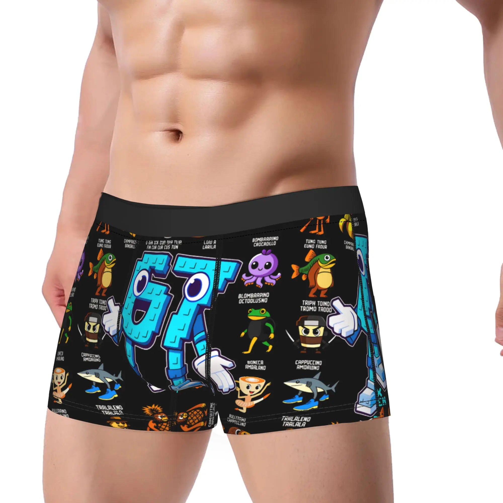 Italian Brainrot 67 Underwear  Custom Boxershorts Quality Males Panties Novelty Boxer Brief Birthday Gift