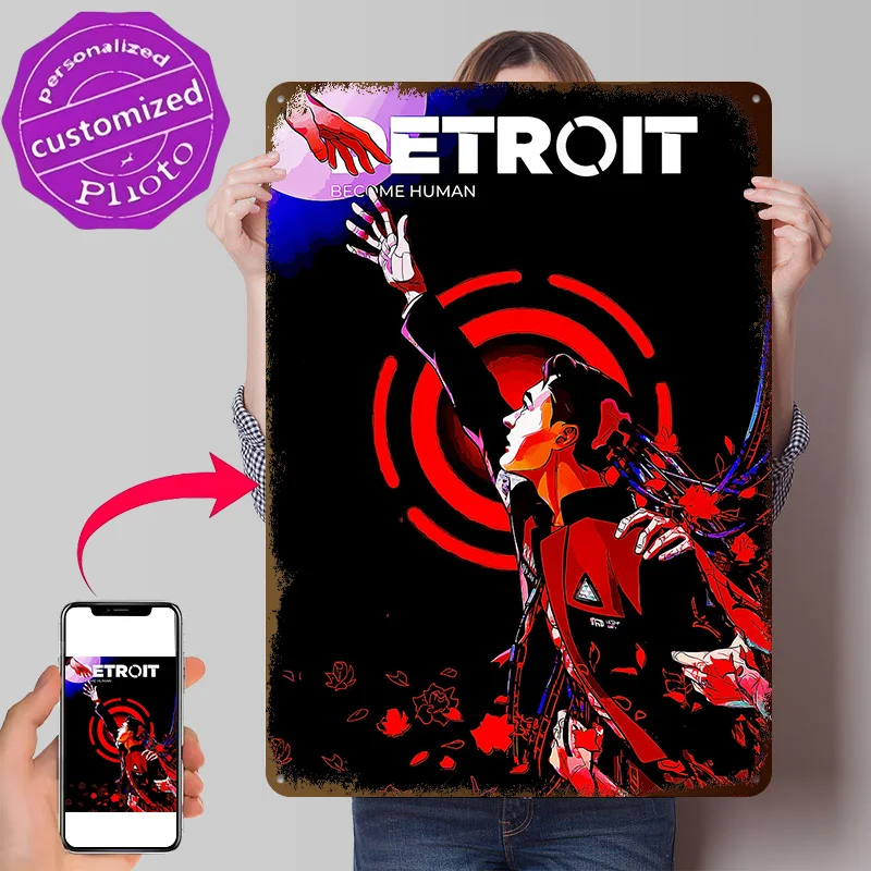 Detroit Become Human Art Metal Poster Perfect Gift for Fans Lovers Personalized Wall Art Metal Sign for Living Room Decorations