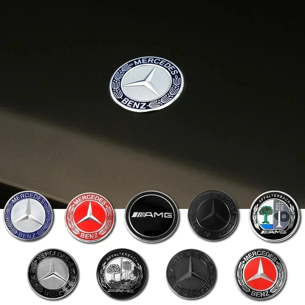 3D ABS Car Front Hood Bonnet Emblem Decoration Stickers For Mercedes Benz AMG A B C M S R Class CLA GLB W108 W124 W126 W140 W168