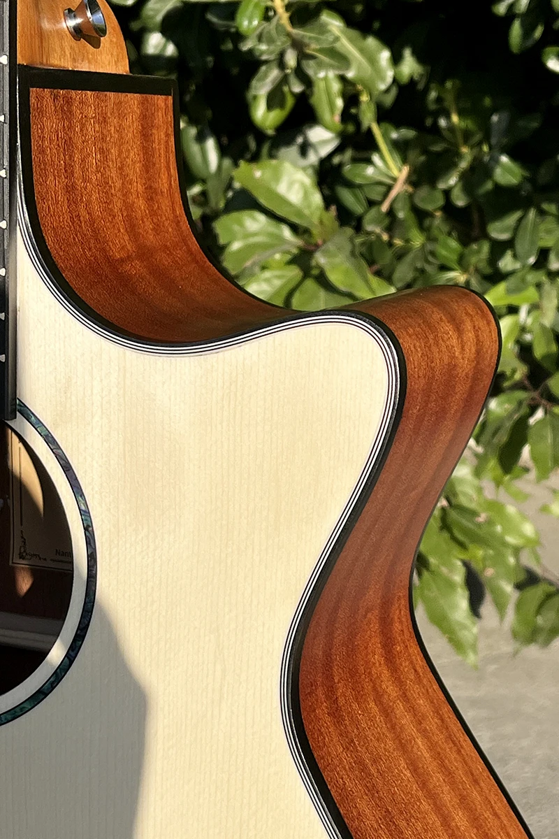 Aiersi-Matte Plywood Acoustic Guitar, Spruce Body, OM Cutaway