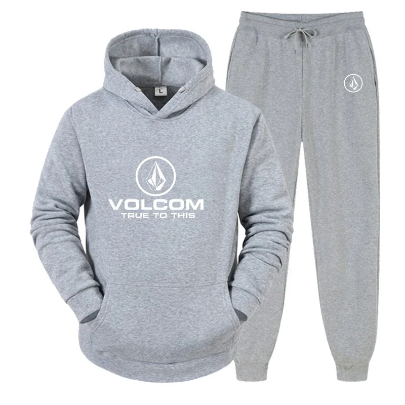 Men's VOLCOM Spring and Autumn Outdoor High Quality Hoodie Set, Sports Mountain Hoodie, Fashion and Leisure