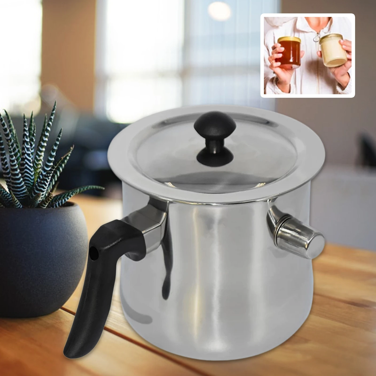 Stainless Steel Double Boiler Wax Melting Pouring Pot Cup Pitcher for DIY Candle Making Heat-Resisting Handle Pouring Spout