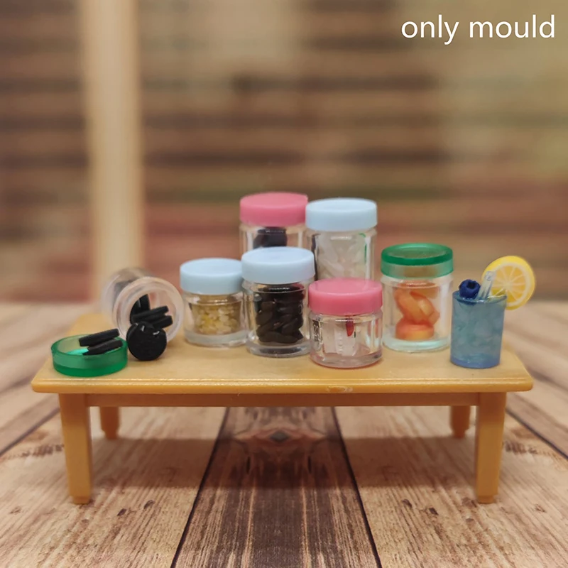 Mini Food Jar Toys Dollhouse Silicone Crispers Mold Dollhouse Dolls House DIY Kitchen Tableware Accessories Living Scene Decor