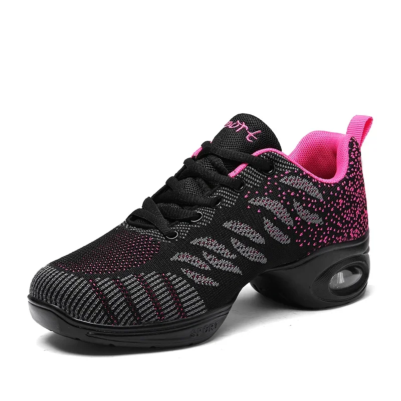 Fashion Woman Modern Dance Shoes Elastic Ladies Jazz Shoes Breathbale Mesh Female Dancing Fitness Sneakers