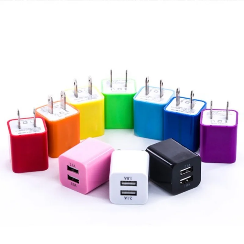 Direct Charging Mobile Phone US Standard Charger Usb Charging Head Dual Port 1A Color US Standard Plug USB Charger