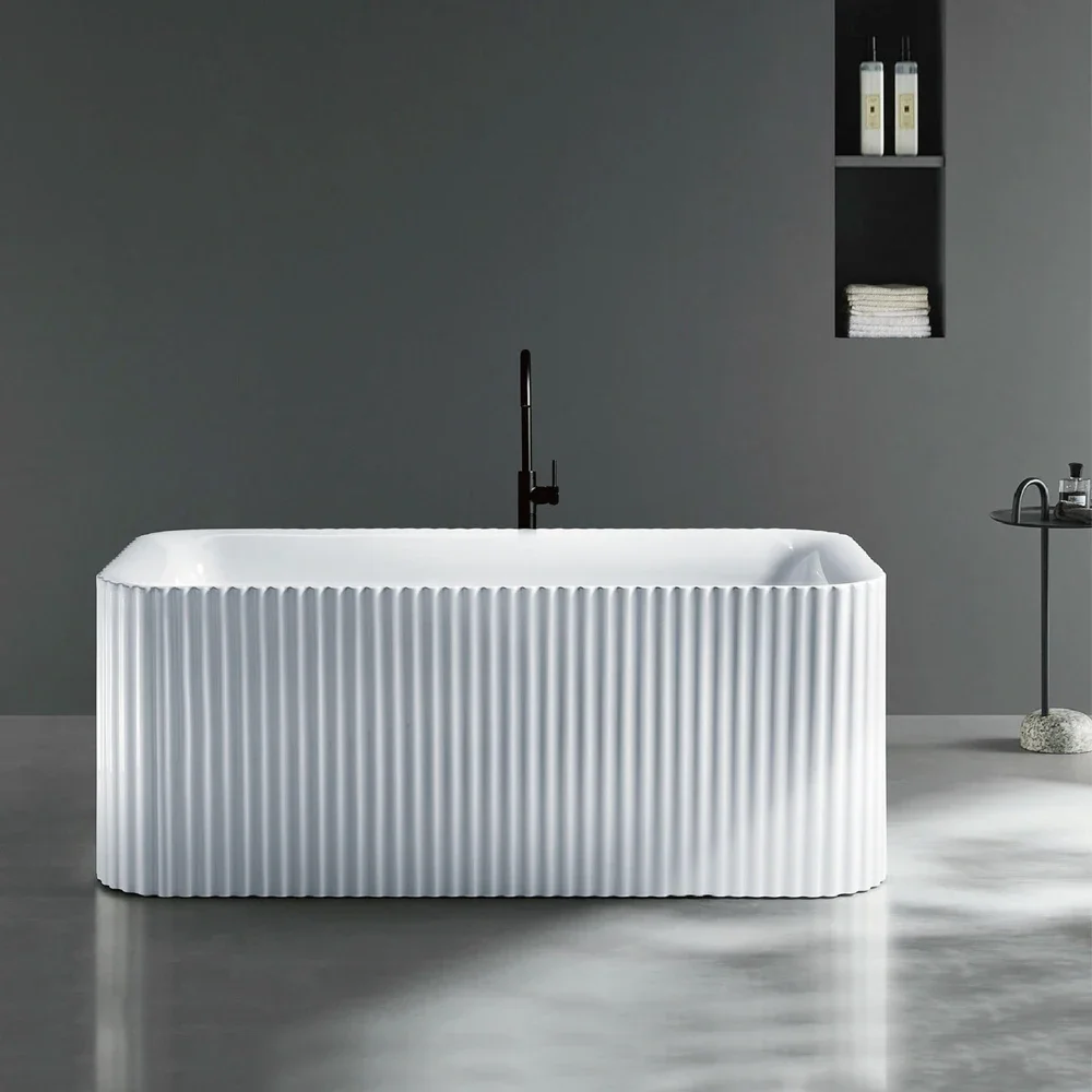 &c Modern Luxury Hotel Freestanding White Pure Acrylic Soaking Bathtub