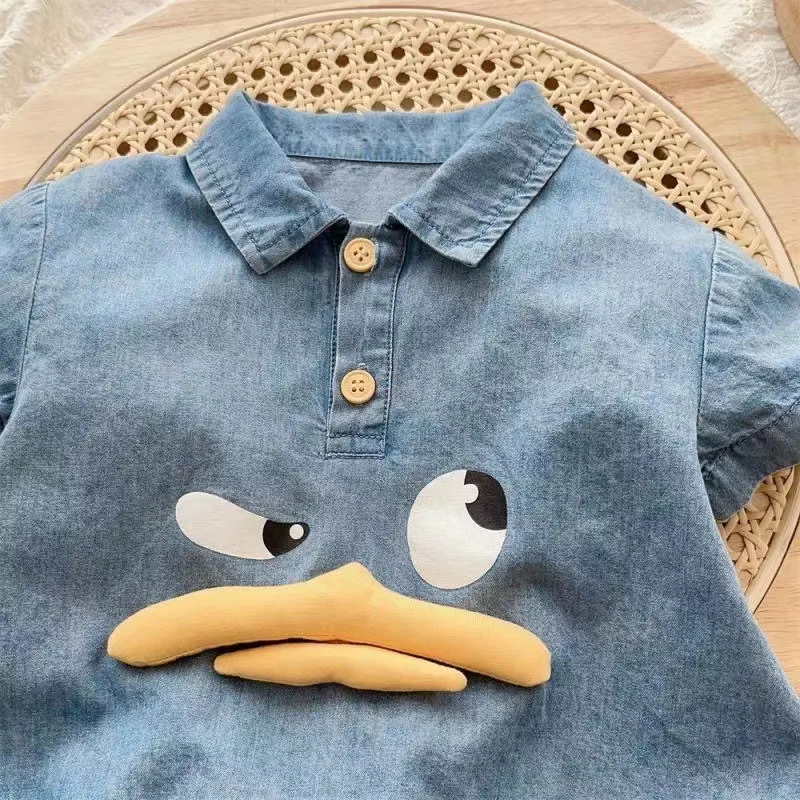 Denim Baby Sommer Overalls Cartoon Enten bär Kleinkind Stram pler für Mädchen Jungen Kleidung Baby Outfit Kinder Stram pler Baby einteilig