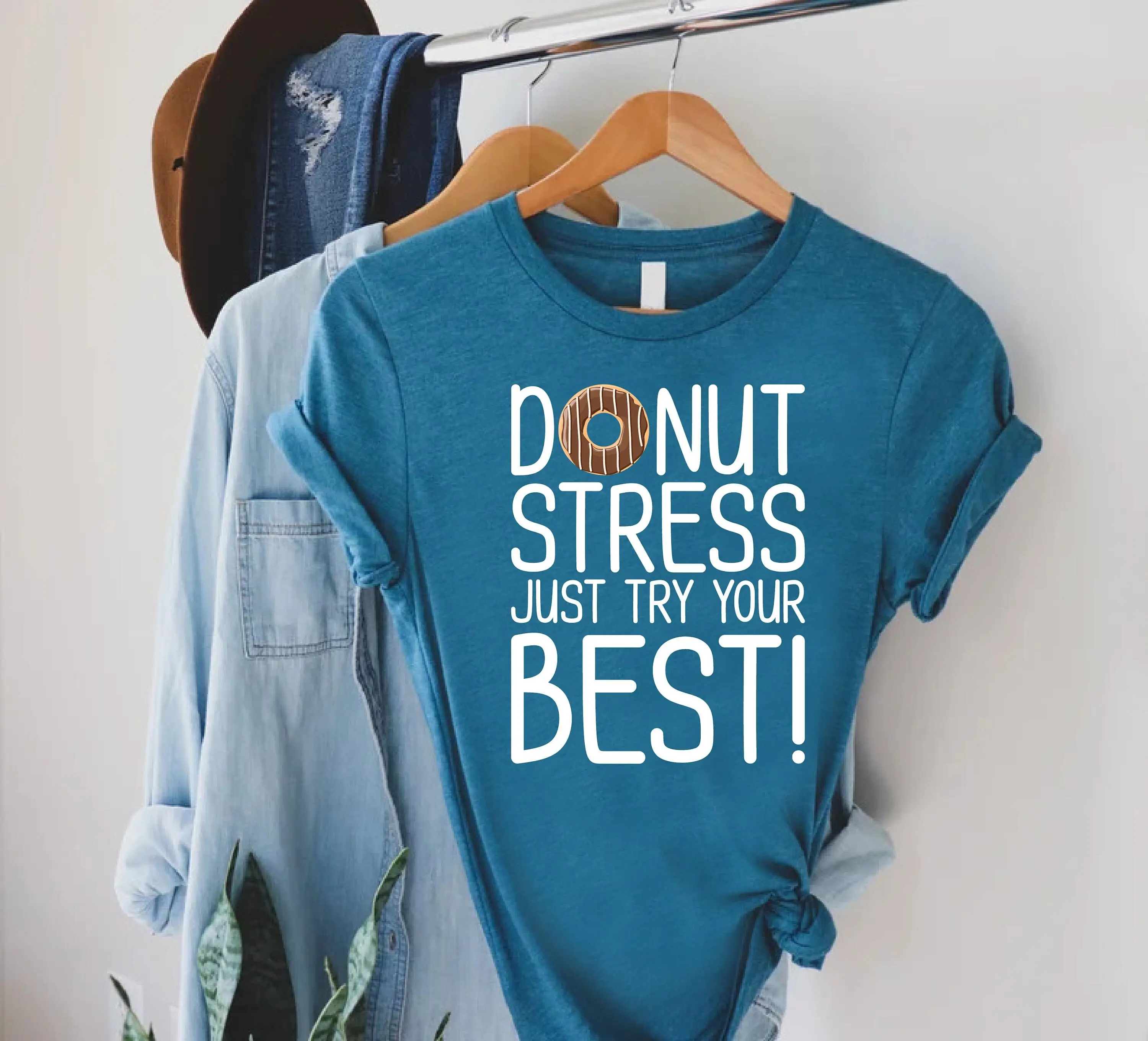 Donut Stress Just Do Your BesT T Shirt Test Day Teacher School Testing STAAR Motivational