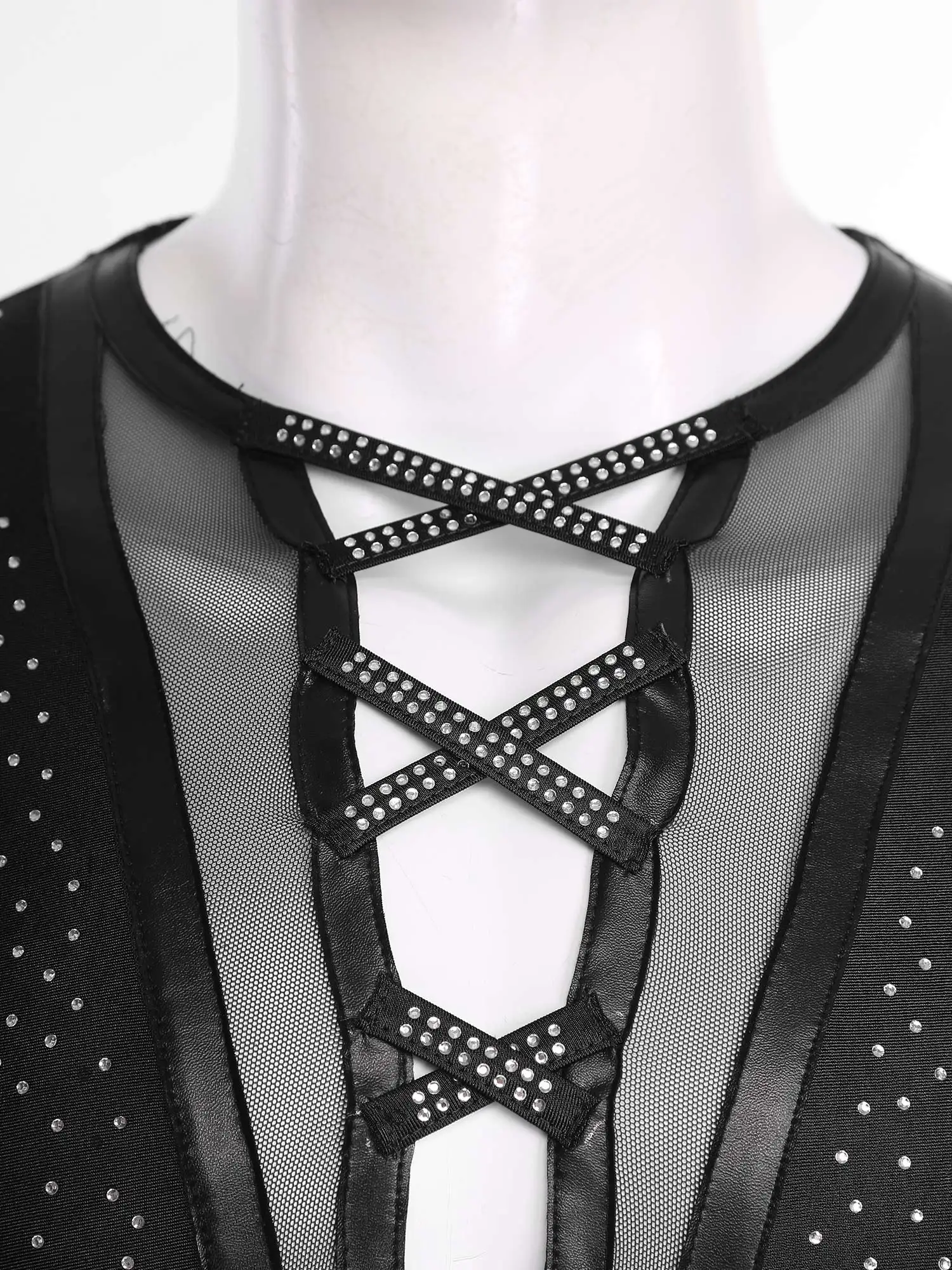 Männer Latin Dance Tops Langarm Glänzende Strasssteine Sheer Mesh Schwalbenschwanz Shirt für Ballett Tango Ballsaal Cha-cha Rumba Flamenco
