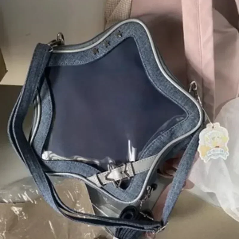 Novo ita saco mochilas 2025 popular transparente saco de escola para as mulheres doce chique estrela crossbody saco exibição outono bolsa itoка