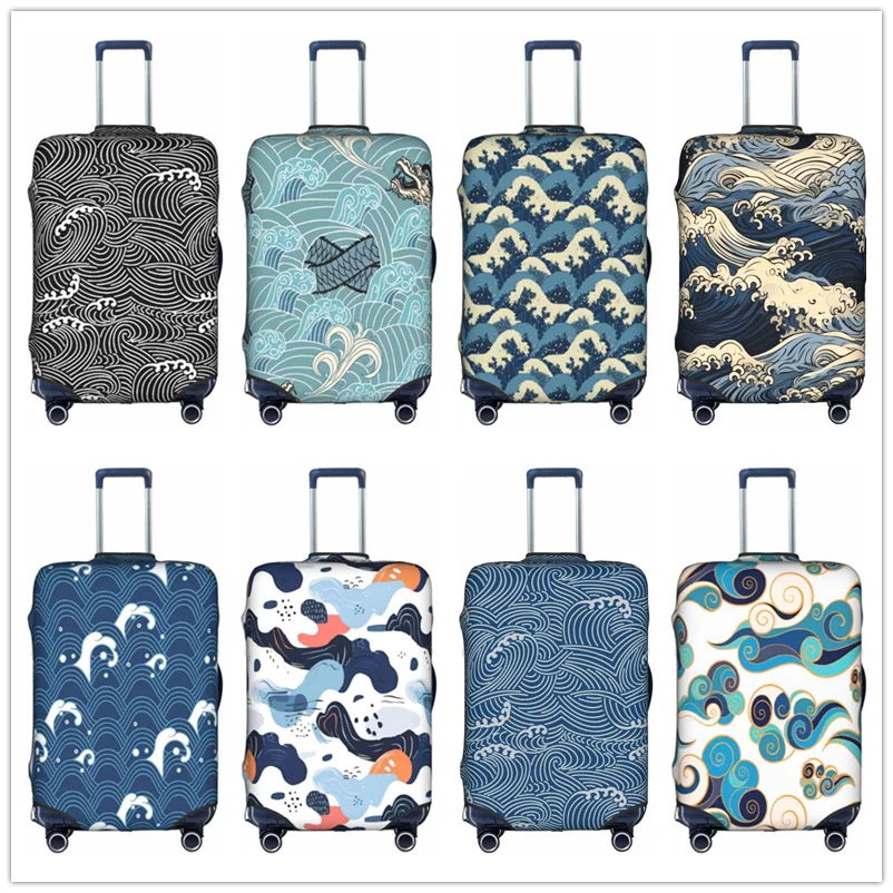 

sea waves Thick Elastic Luggage Protective Cover Zipper Suit For 18-32 inch Bag Suitcase Covers Travel Accessories