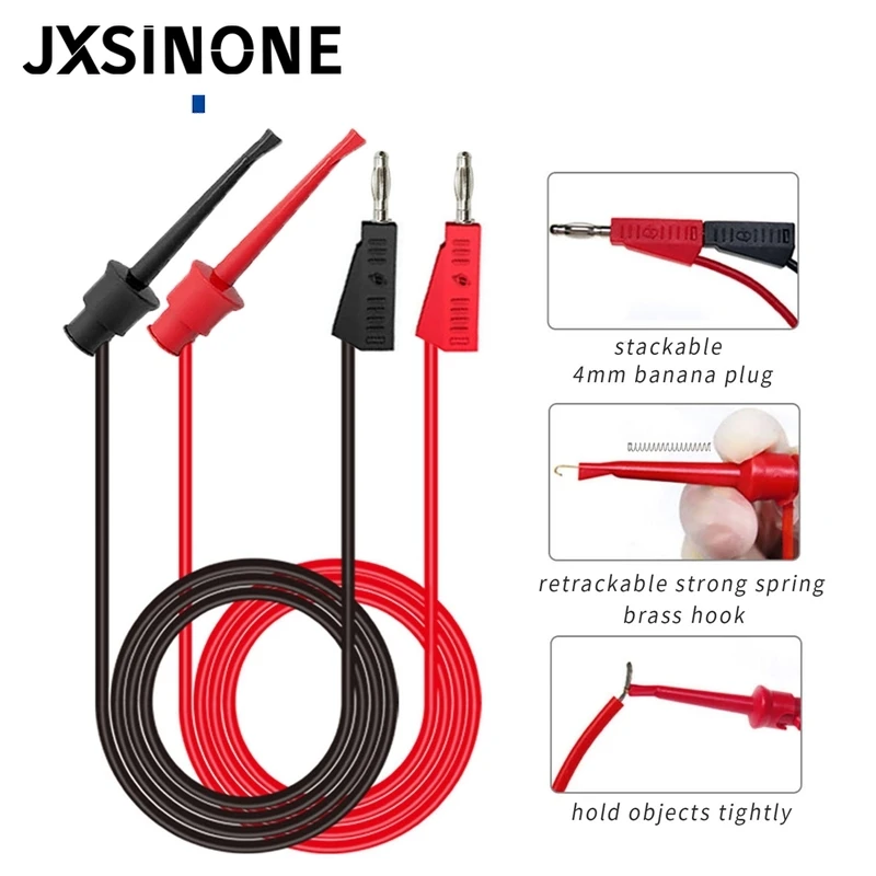 JXSINONE P1308C 20PCS Multimeter Test Leads ชุดกล้วย PlugTest Hook สายเจาะ Probe เปลี่ยนได้เข็มคลิปจระเข้