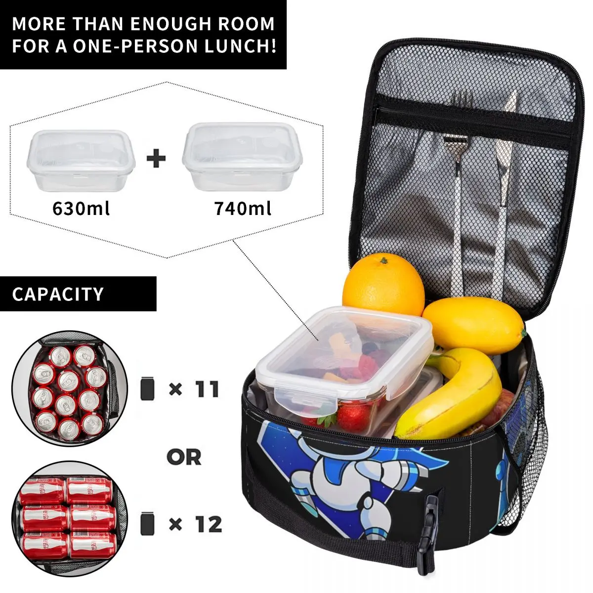 Saco de almoço isolado astrobot padrão astros acessórios do jogo caixa de armazenamento de alimentos ins na moda refrigerador térmico bento caixa para a escola