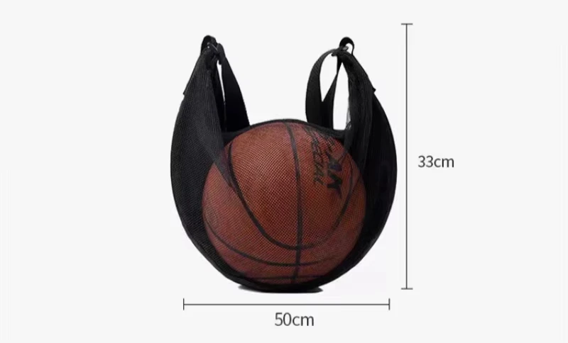 Reißfeste Netz-Balltasche für Einzelbälle, passend für Basketball, Fußball, Volleyball, Umhängetasche mit verstellbarem Riemen und Reißverschlussfach – Detail 1
