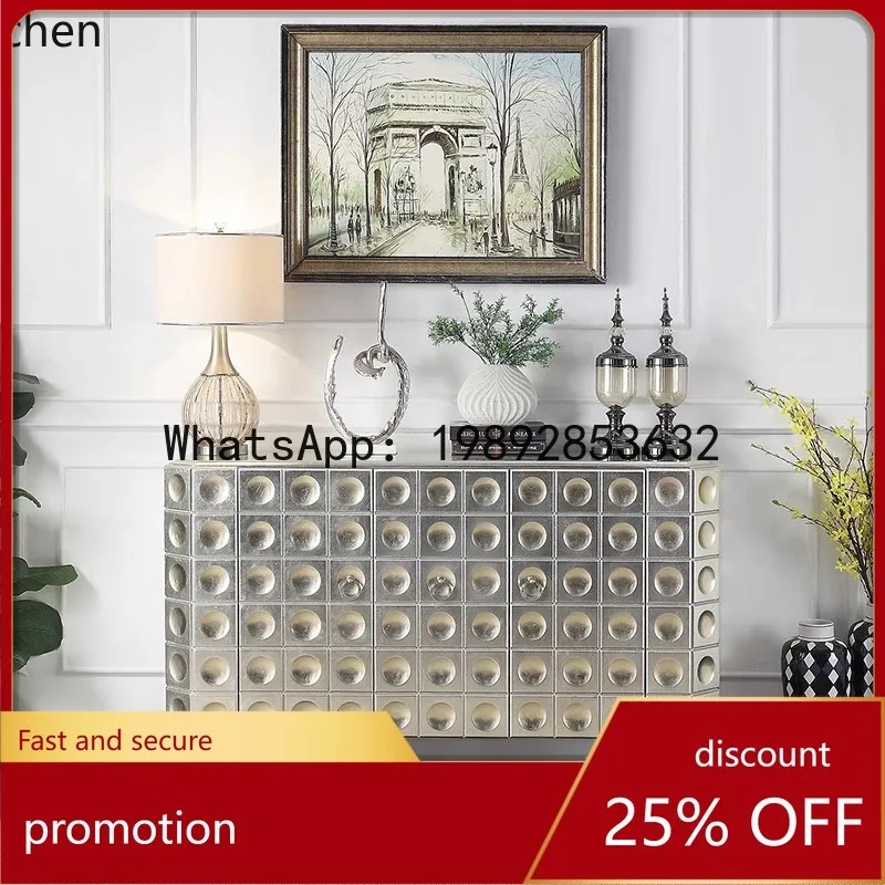 

YFY Entryway Cabinet Living Room Simple Silver Foil Decorative Cabinet Lacquered Entrance Partition Decorative Cabinet