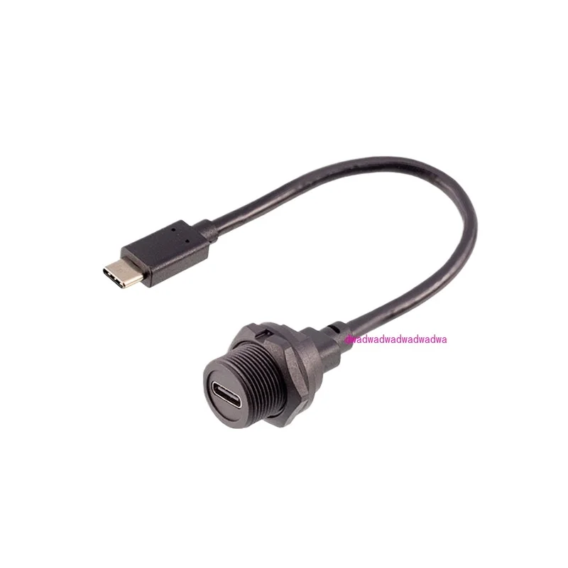 

Threaded TYPE C waterproof connector USB3.0 male female head housing mounting PCB soldered socket typeC 3.1