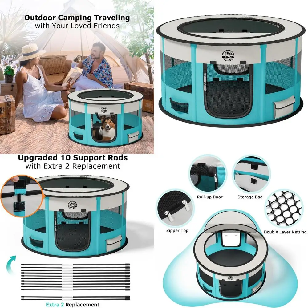 

Складной вольер для животных 44x44x24 см с сумкой для переноски и миской для корма для собак, кошек и мелких животных