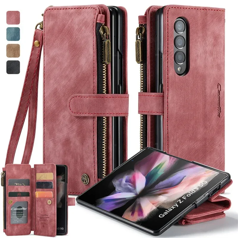 Zipper Wallet Flip Leather Phone Case For Samsung Galaxy Z Fold 7