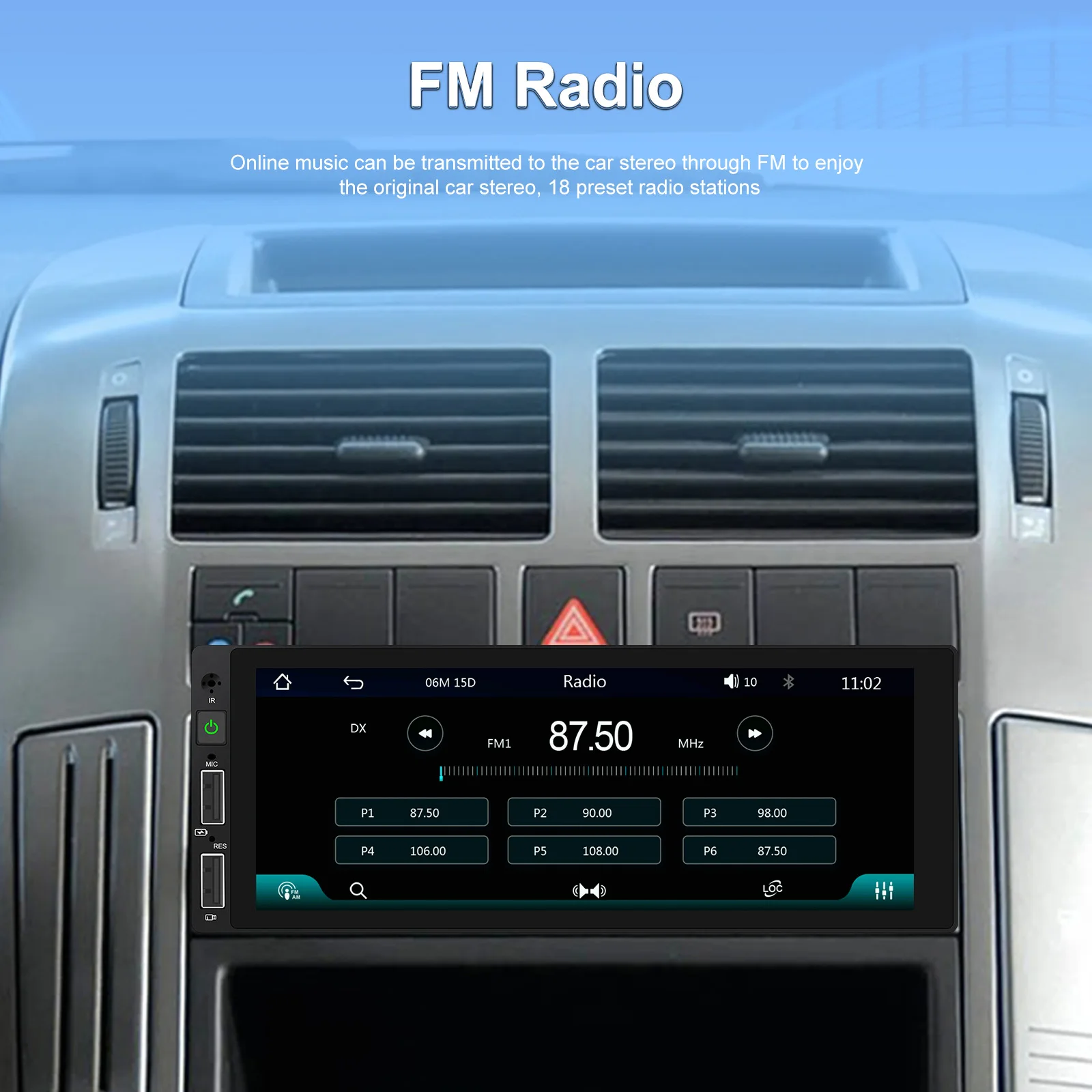 Podofo 6,86 Zoll Auto-MP5-Radio CarPlay Android Auto Intelligente Fahrzeugsysteme Mirror Link Farbige Hintergrundbeleuchtungseinstellungen BT EQ FM-Radio Stereo – Detail 4