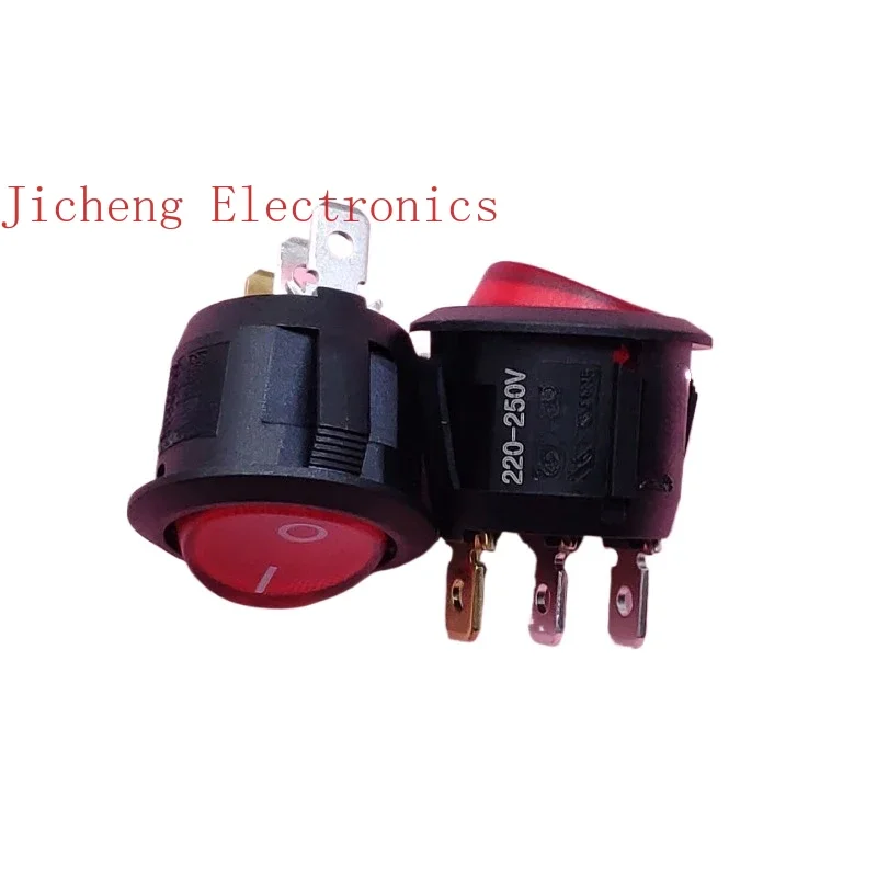 10PCS Rocker switch 220V red round boat  with light R13-112BR