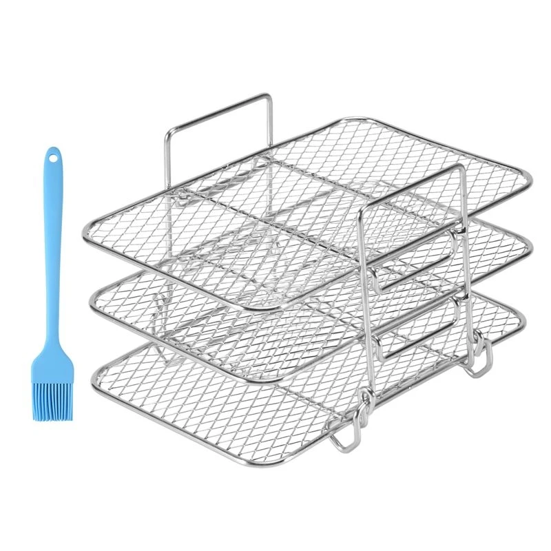 N98R Air Fryer Rack Air Fryer Accessories, Multi-Layer Stackable Dehydrator Rack For Ninja Dual DZ201 / DZ401 Air Fryer