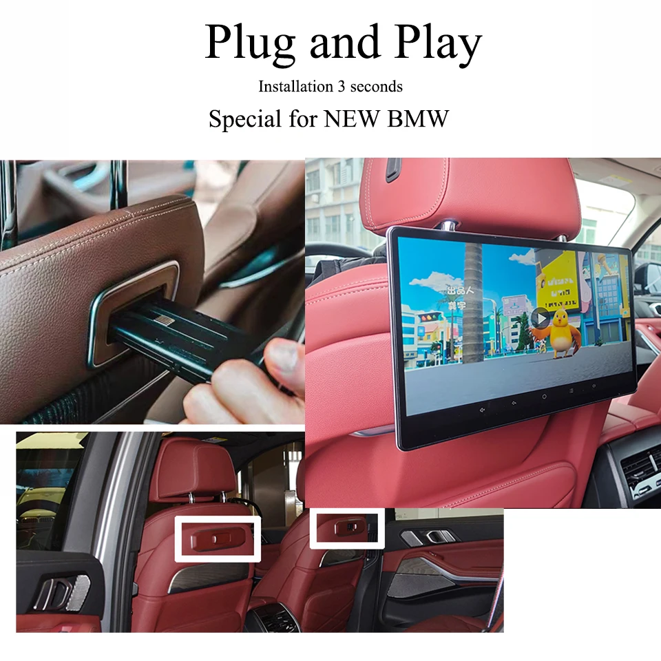 

Car TV Rear Seat Entertainment For 2023 2024 2025 2026 BMW X6 G06 xDrive 30i 40i Android 13.0 OS Headrest Monitor Plug And Play