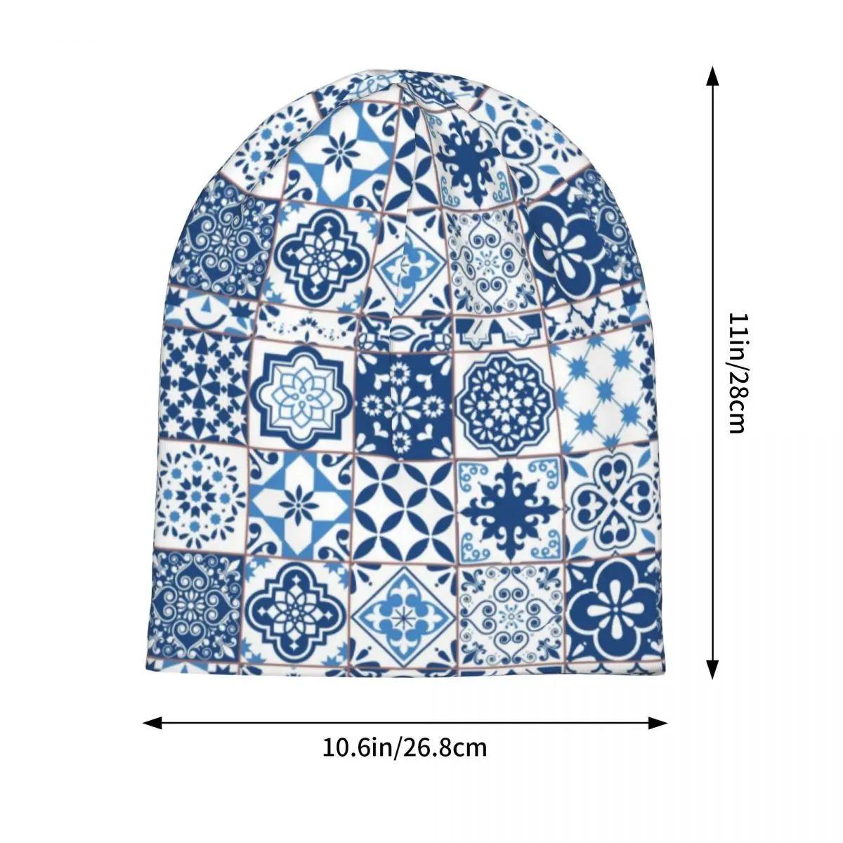 Abstract Patterns On Ceramic Tile Skullies Beanies Hats Warm Autumn Winter Outdoor Cap Knitted Bonnet Caps for Unisex Adult