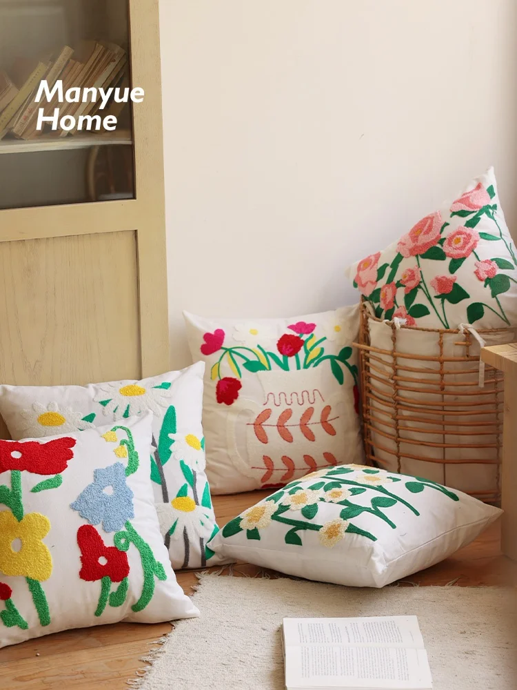 Pure Cotton Floral Pillowcase Sofa Living Room Spring Garden Small Fre Sle Home Decor Square ape Bedding Accories
