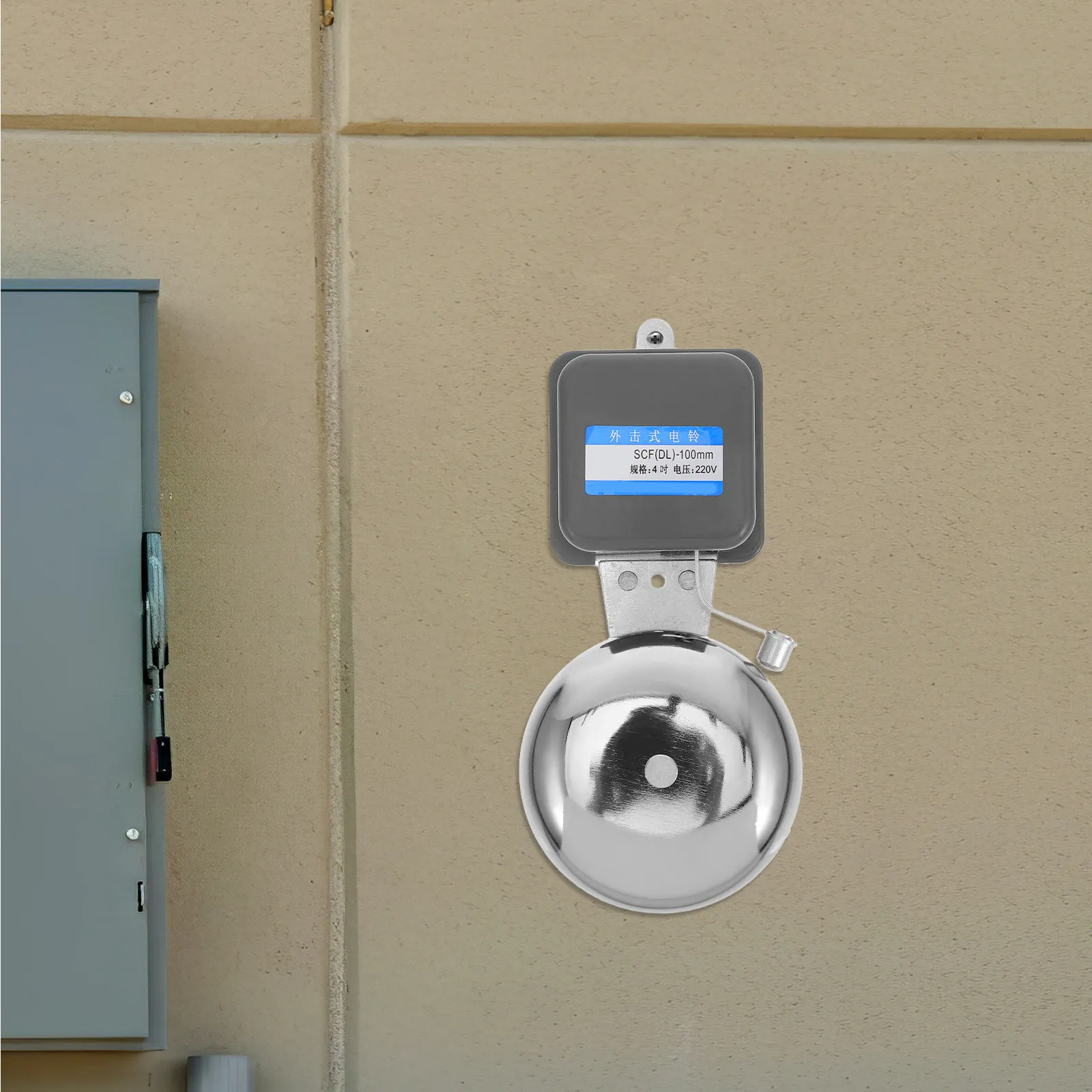 自動鳴動クロムメッキ鉄製電気ベル-学校工場用-大音量ドアベルアラーム信号-クロムメッキ鋳鉄