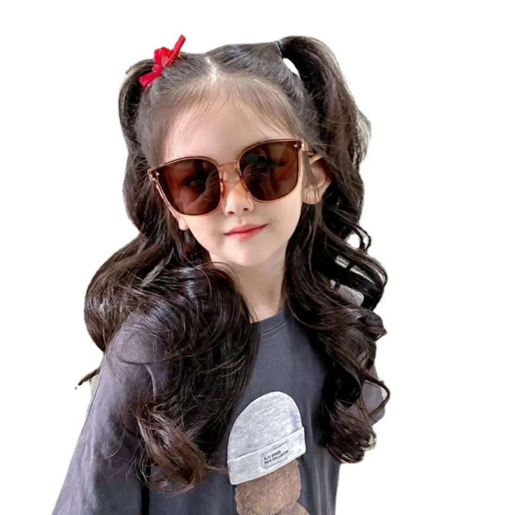 Children Wig Big Wavy Hair Extension Fluffy Natural Tie Ponytail Synthetic Hair Extension Children Medium Length Curly Hair