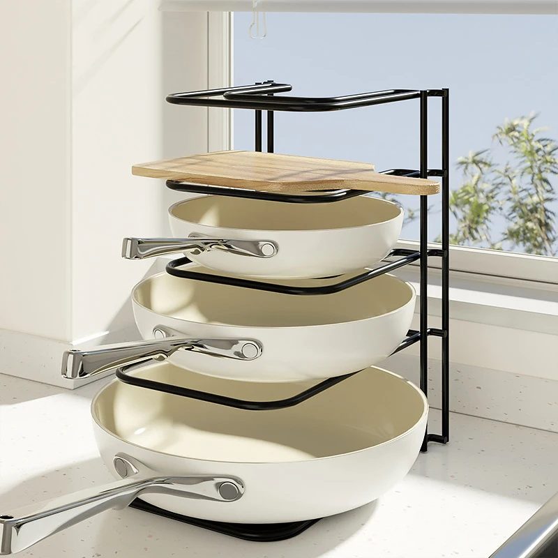 

Modern Simple and Multi-Functional Kitchen Multilayer Pot Rack Pot Cover Storage Rack Heavy Duty Pan Cast Iron Pot Storage Rack