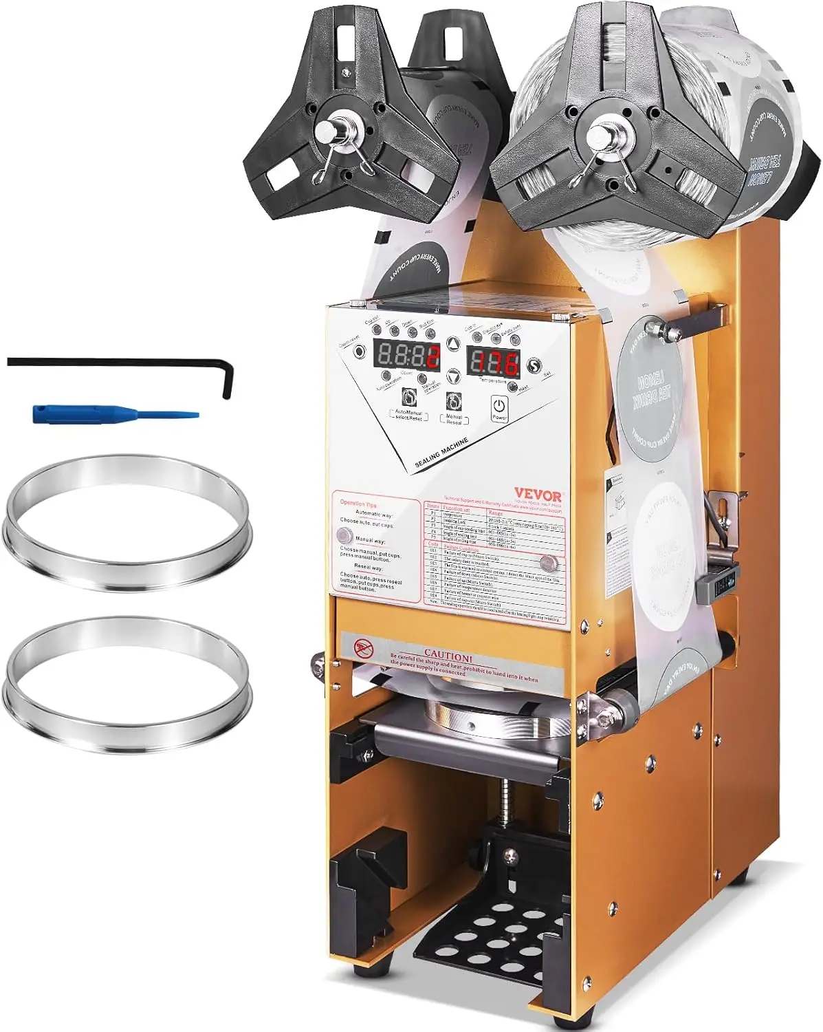 

Bubble Tea Machine, Fully Automatic Cup Sealing Machine, Electric Boba Machine 500-650 Cups/H for180 mm Tall & 90/95 mm Cup