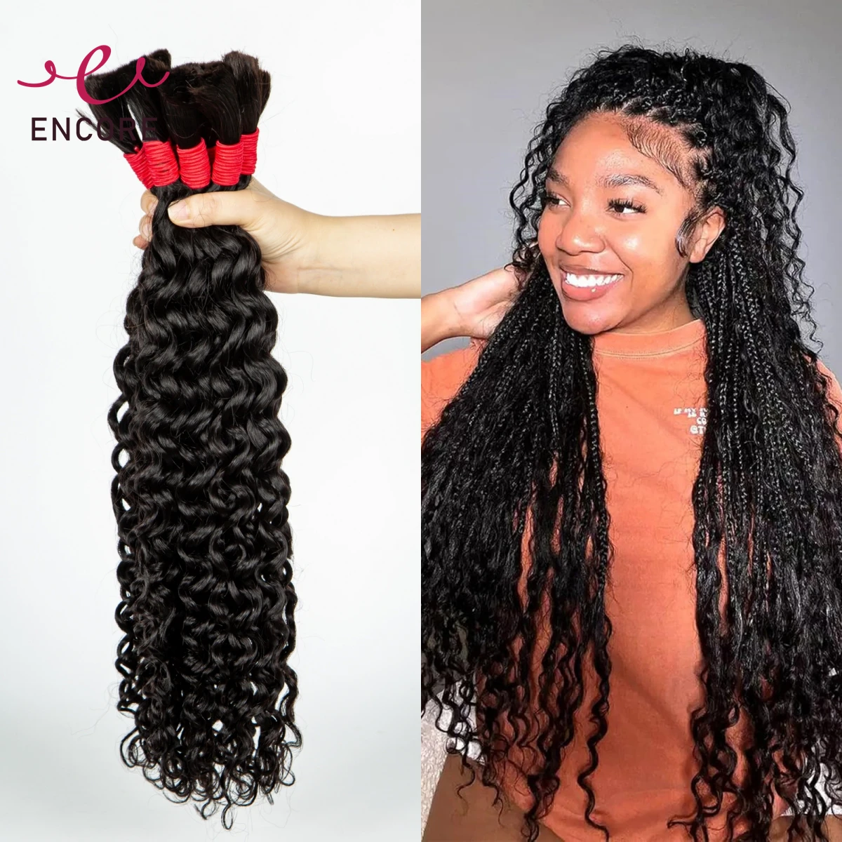 

26 28 Inches 100% Human Hair Bulk Natural Brazilian Remy Hair Bundles for Boho Braids Water Wave Curly Bundle Braided Extensions